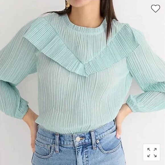 J.Crew Crinkle-chiffon V-detail top Size M - Picture 2 of 8